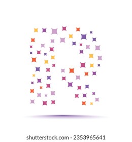 Minimal geometric trendy abstract shape pattern letter r logo design template