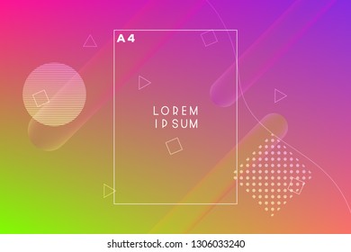 Minimal geometric vector multicolored background with shadow, dots and lines. Dynamic shapes composition