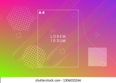 Minimal geometric vector multicolored background with shadow, dots and lines. Dynamic shapes composition