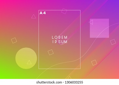 Minimal geometric vector multicolored background with shadow, dots and lines. Dynamic shapes composition