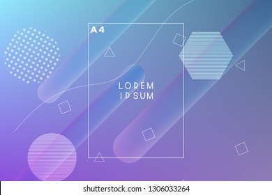 Minimal geometric vector multicolored background with shadow, dots and lines. Dynamic shapes composition