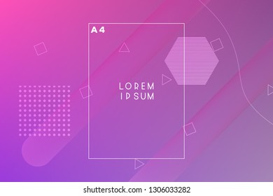 Minimal geometric vector multicolored background with shadow, dots and lines. Dynamic shapes composition