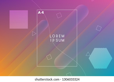 Minimal geometric vector multicolored background with shadow, dots and lines. Dynamic shapes composition