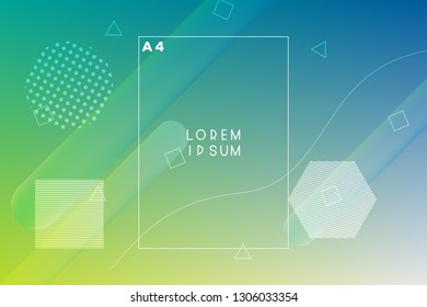 Minimal geometric vector multicolored background with shadow, dots and lines. Dynamic shapes composition