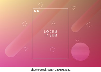 Minimal geometric vector multicolored background with shadow, dots and lines. Dynamic shapes composition