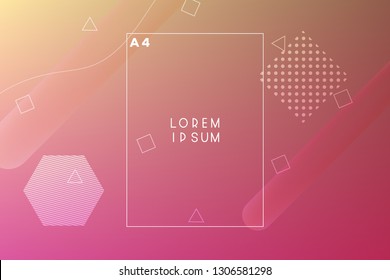 Minimal geometric vector multicolored background with shadow, dots and lines. Dynamic shapes composition
