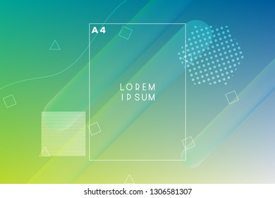 Minimal geometric vector multicolored background with shadow, dots and lines. Dynamic shapes composition