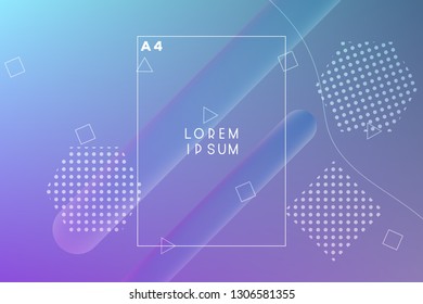 Minimal geometric vector multicolored background with shadow, dots and lines. Dynamic shapes composition