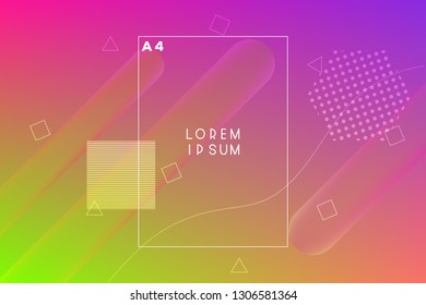 Minimal geometric vector multicolored background with shadow, dots and lines. Dynamic shapes composition