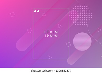 Minimal geometric vector multicolored background with shadow, dots and lines. Dynamic shapes composition