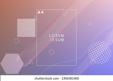 Minimal geometric vector multicolored background with shadow, dots and lines. Dynamic shapes composition