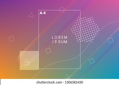Minimal geometric vector multicolored background with shadow, dots and lines. Dynamic shapes composition
