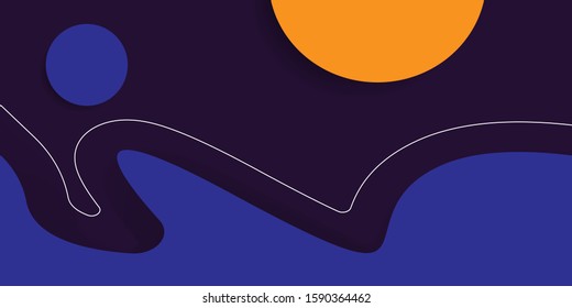 Minimal geometric vector multicolored background with shadow and circle. Dynamic shapes composition