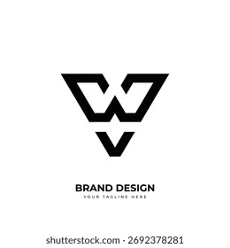 Design de logotipo criativo mínimo geométrico Vw ou Wv ideal para marca, negócios e identidade moderna.