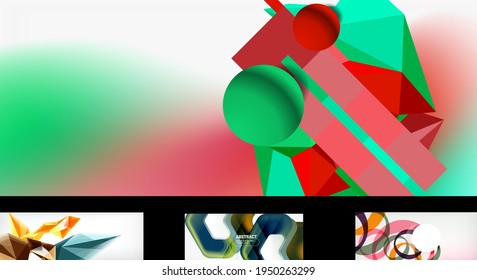 Minimal geometric wallpapers, vector abstract backgrounds