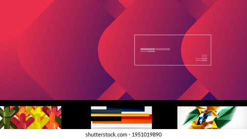 Minimal geometric wallpapers, vector abstract backgrounds