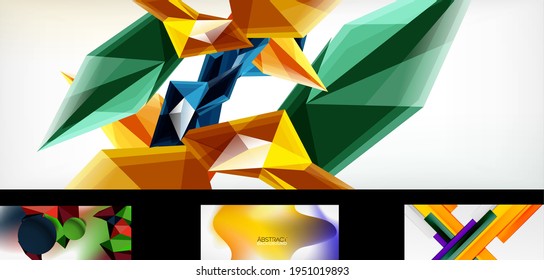 Minimal geometric wallpapers, vector abstract backgrounds
