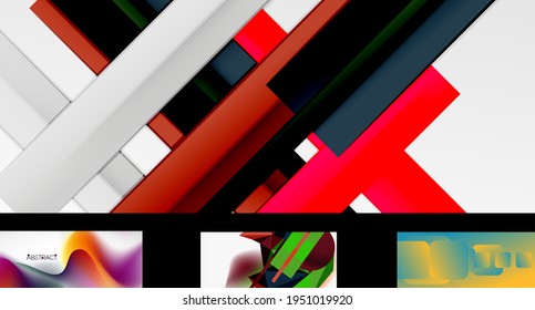 Minimal geometric wallpapers, vector abstract backgrounds