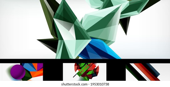 Minimal geometric wallpapers, vector abstract backgrounds