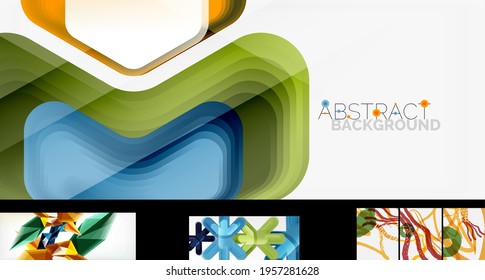 Minimal geometric wallpapers, vector abstract backgrounds