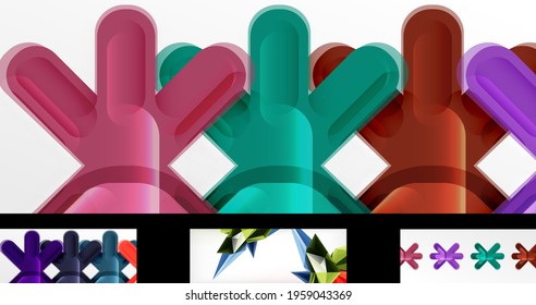 Minimal geometric wallpapers, vector abstract backgrounds
