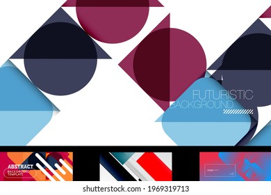 Minimal geometric wallpapers, vector abstract backgrounds