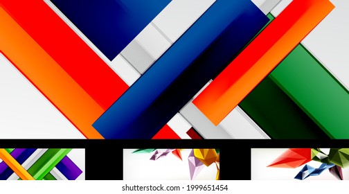 Minimal geometric wallpapers, vector abstract backgrounds