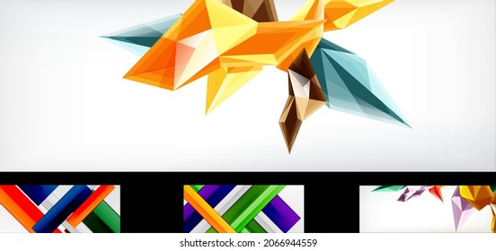 Minimal geometric wallpapers, vector abstract backgrounds