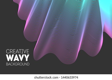 Minimal geometric wavy lines background. Can be used for posters, placards, brochures, banners, web pages, headers, covers, and other 