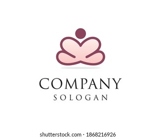 Minimal Geometric , Yoga Logo , Heard Shape Logo