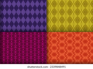 Minimal geometrical argyle seamless pattern package. Native american tracery ethnic patterns. Argyle diamond geometric vector repeat texture set. Monochrome background templates.