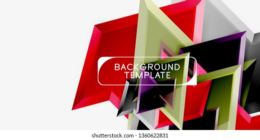 Minimal geometrical triangles with 3d effect abstract background template, vector modern minimal design