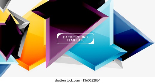 Triángulos geométricos mínimos con planilla de fondo abstracto de efecto 3d, diseño vectorial moderno mínimo
