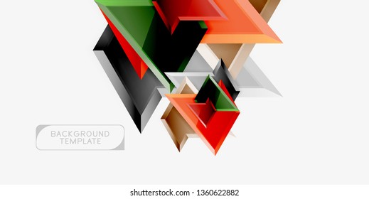Minimal geometrical triangles with 3d effect abstract background template, vector modern minimal design