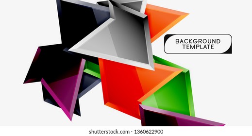 Minimal geometrical triangles with 3d effect abstract background template, vector modern minimal design