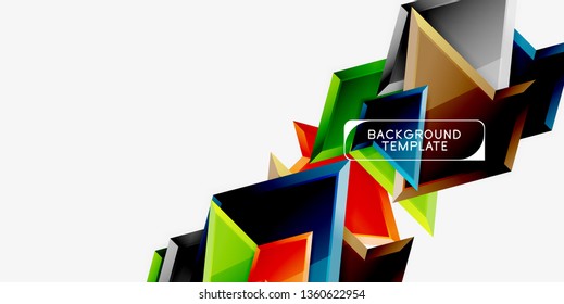 Minimal geometrical triangles with 3d effect abstract background template, vector modern minimal design