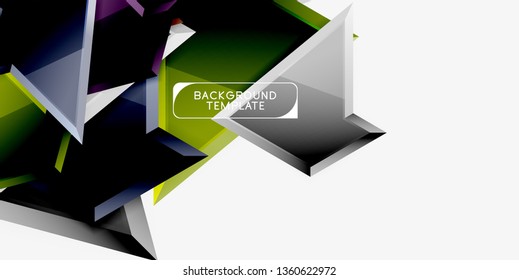 Minimal geometrical triangles with 3d effect abstract background template, vector modern minimal design