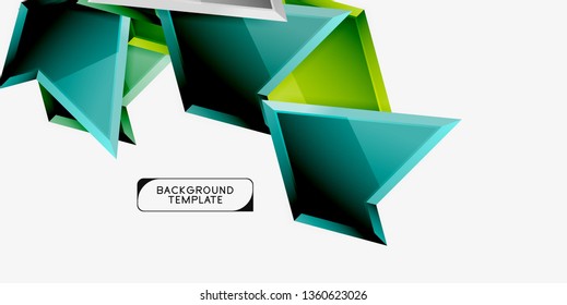 Minimal geometrical triangles with 3d effect abstract background template, vector modern minimal design