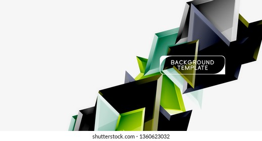 Minimal geometrical triangles with 3d effect abstract background template, vector modern minimal design