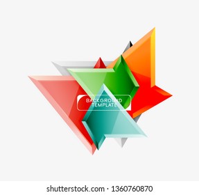 Minimal geometrical triangles with 3d effect abstract background template, vector modern minimal design