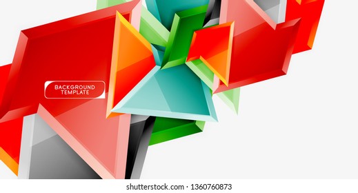 Minimal geometrical triangles with 3d effect abstract background template, vector modern minimal design