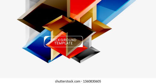 Minimal geometrical triangles with 3d effect abstract background template, vector modern minimal design