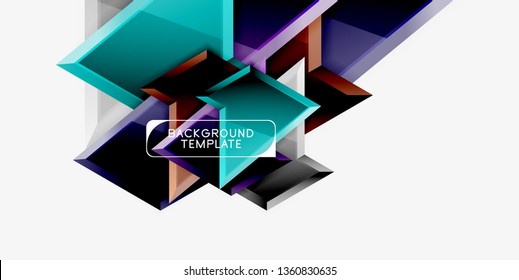 Minimal geometrical triangles with 3d effect abstract background template, vector modern minimal design
