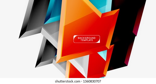 Triángulos geométricos mínimos con planilla de fondo abstracto de efecto 3d, diseño vectorial moderno mínimo