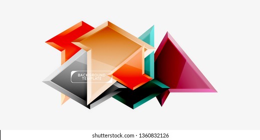 Minimal geometrical triangles with 3d effect abstract background template, vector modern minimal design