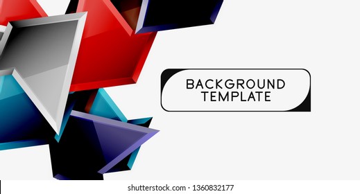 Minimal geometrical triangles with 3d effect abstract background template, vector modern minimal design
