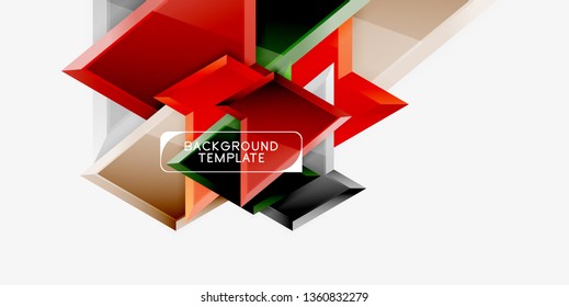Minimal geometrical triangles with 3d effect abstract background template, vector modern minimal design