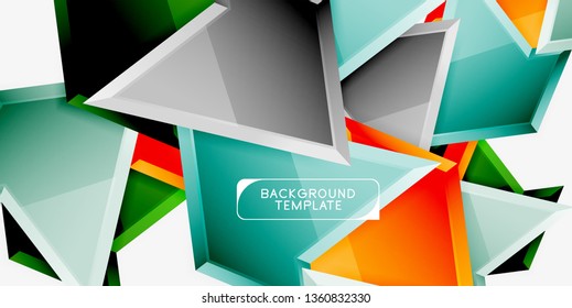 Minimal geometrical triangles with 3d effect abstract background template, vector modern minimal design