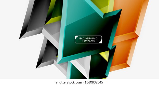 Minimal geometrical triangles with 3d effect abstract background template, vector modern minimal design