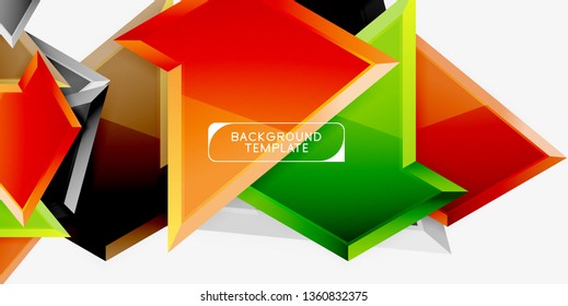Minimal geometrical triangles with 3d effect abstract background template, vector modern minimal design